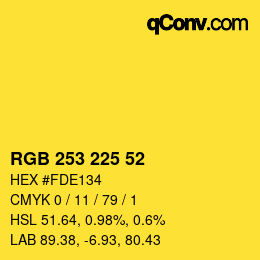 Color code: RGB 253 225 52 | qconv.com