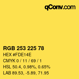 カラーコード: RGB 253 225 78 | qconv.com