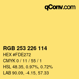 Color code: RGB 253 226 114 | qconv.com