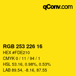 Color code: RGB 253 226 16 | qconv.com