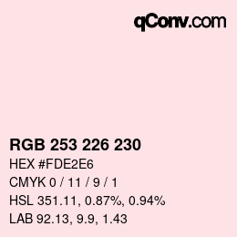 Color code: RGB 253 226 230 | qconv.com