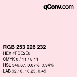 Color code: RGB 253 226 232 | qconv.com