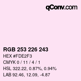 Color code: RGB 253 226 243 | qconv.com