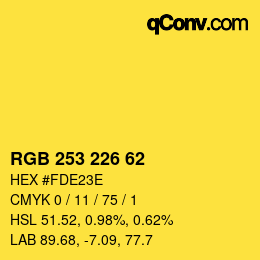 カラーコード: RGB 253 226 62 | qconv.com