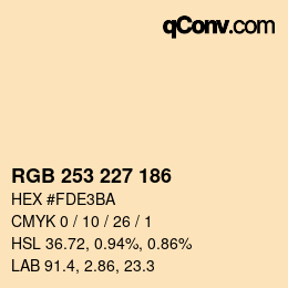 Color code: RGB 253 227 186 | qconv.com
