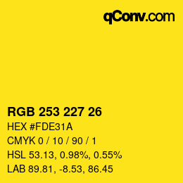 カラーコード: RGB 253 227 26 | qconv.com