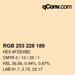Color code: RGB 253 228 189 | qconv.com