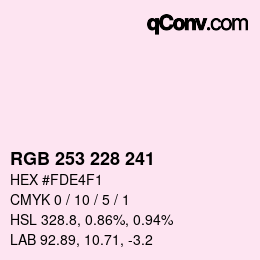 Color code: RGB 253 228 241 | qconv.com