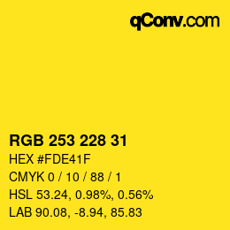 カラーコード: RGB 253 228 31 | qconv.com
