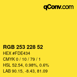 Color code: RGB 253 228 52 | qconv.com