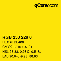 颜色代码: RGB 253 228 8 | qconv.com