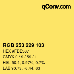 カラーコード: RGB 253 229 103 | qconv.com