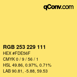 Color code: RGB 253 229 111 | qconv.com