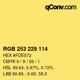 Color code: RGB 253 229 114 | qconv.com