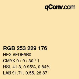 Code couleur: RGB 253 229 176 | qconv.com