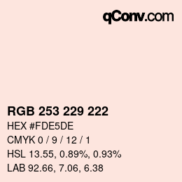Color code: RGB 253 229 222 | qconv.com