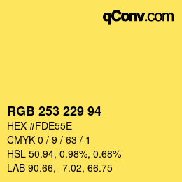 Color code: RGB 253 229 94 | qconv.com