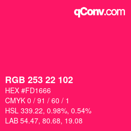 Color code: RGB 253 22 102 | qconv.com