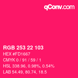 Color code: RGB 253 22 103 | qconv.com