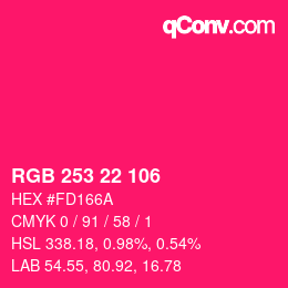 颜色代码: RGB 253 22 106 | qconv.com