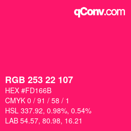 カラーコード: RGB 253 22 107 | qconv.com