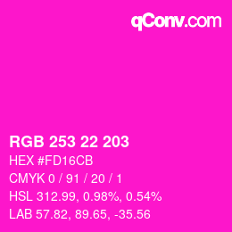 Color code: RGB 253 22 203 | qconv.com