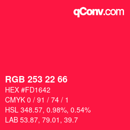 Color code: RGB 253 22 66 | qconv.com