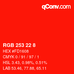 Color code: RGB 253 22 8 | qconv.com