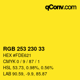 カラーコード: RGB 253 230 33 | qconv.com