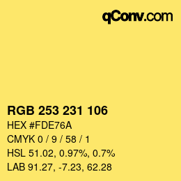 カラーコード: RGB 253 231 106 | qconv.com