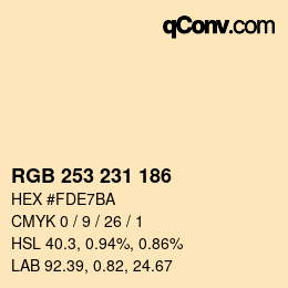 Color code: RGB 253 231 186 | qconv.com