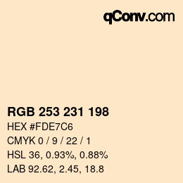 カラーコード: RGB 253 231 198 | qconv.com