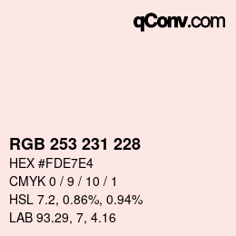 Color code: RGB 253 231 228 | qconv.com