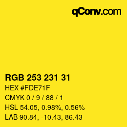 カラーコード: RGB 253 231 31 | qconv.com