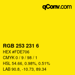 Color code: RGB 253 231 6 | qconv.com