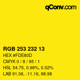 カラーコード: RGB 253 232 13 | qconv.com