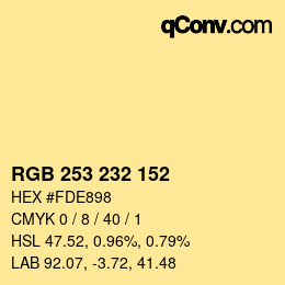 Color code: RGB 253 232 152 | qconv.com