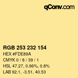 Color code: RGB 253 232 154 | qconv.com