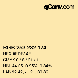 カラーコード: RGB 253 232 174 | qconv.com