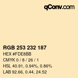 Color code: RGB 253 232 187 | qconv.com