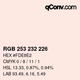 Color code: RGB 253 232 226 | qconv.com