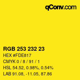 Color code: RGB 253 232 23 | qconv.com