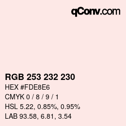 Color code: RGB 253 232 230 | qconv.com
