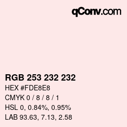 Color code: RGB 253 232 232 | qconv.com