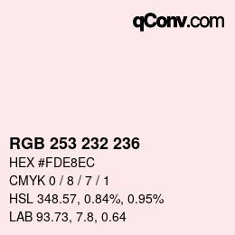 Color code: RGB 253 232 236 | qconv.com