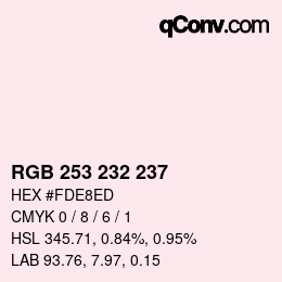 Color code: RGB 253 232 237 | qconv.com
