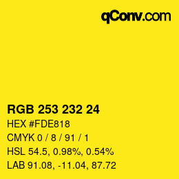 カラーコード: RGB 253 232 24 | qconv.com