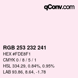 Color code: RGB 253 232 241 | qconv.com