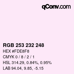 Color code: RGB 253 232 248 | qconv.com