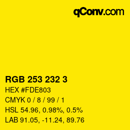 Color code: RGB 253 232 3 | qconv.com